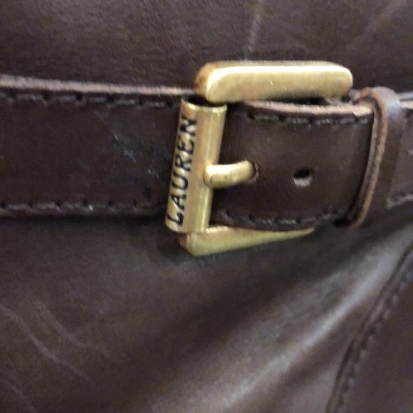 Ralph Lauren 7B Melora Dark Brown Burnished Calf Leather Boots - Picture 6 of 9